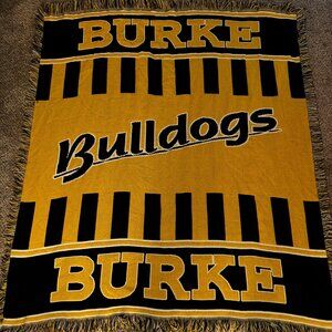 BURKE BULLDOGS yellow/gold and black WOVEN THROW BLANKET LIKE NEW